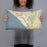 Person holding 20x12 Custom San Clemente California Map Throw Pillow in Woodblock