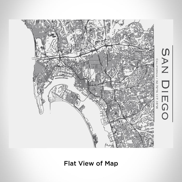 Rendered View of San Diego California Map Engraving on 20oz Stainless Steel Insulated Bottle with Bamboo Top in White