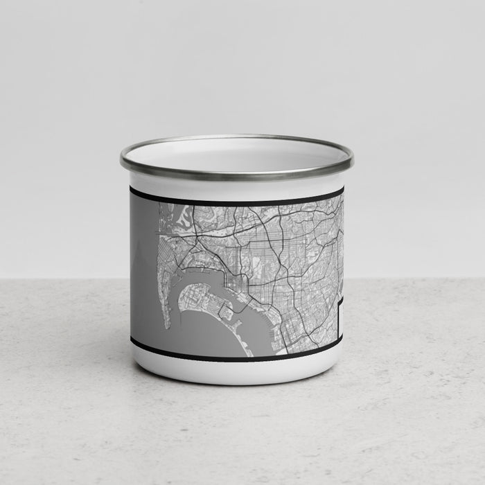 Front View Custom San Diego California Map Enamel Mug in Classic