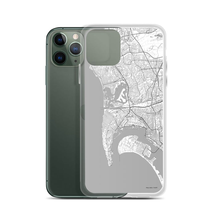 Custom San Diego California Map Phone Case in Classic on Table with Laptop and Plant