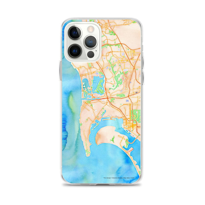 Custom San Diego California Map iPhone 12 Pro Max Phone Case in Watercolor