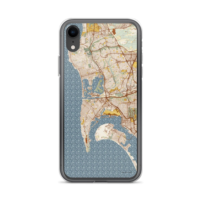 Custom San Diego California Map Phone Case in Woodblock