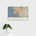 16x24 San Diego California Map Print Landscape Orientation in Woodblock Style With Tropical Plant Leaves in Water