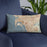 Custom San Diego California Map Throw Pillow in Woodblock on Blue Colored Chair
