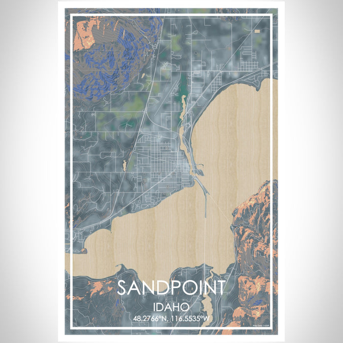Sandpoint Idaho Map Print Portrait Orientation in Afternoon Style With Shaded Background