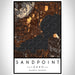 Sandpoint Idaho Map Print Portrait Orientation in Ember Style With Shaded Background