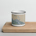 Front View Custom Sandusky Ohio Map Enamel Mug in Afternoon on Cutting Board