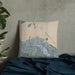 Custom Sandusky Ohio Map Throw Pillow in Afternoon on Bedding Against Wall