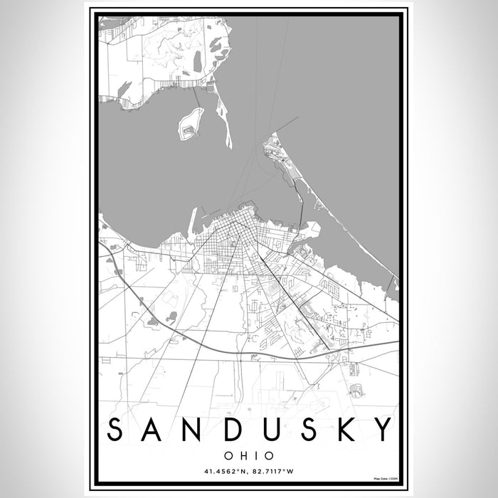 Sandusky Ohio Map Print Portrait Orientation in Classic Style With Shaded Background