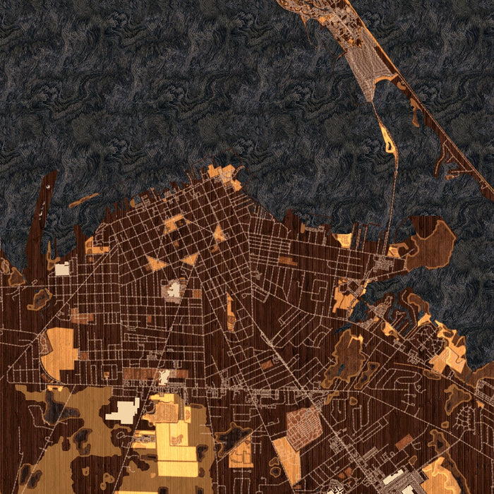 Sandusky Ohio Map Print in Ember Style Zoomed In Close Up Showing Details