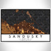Sandusky Ohio Map Print Landscape Orientation in Ember Style With Shaded Background