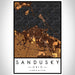 Sandusky Ohio Map Print Portrait Orientation in Ember Style With Shaded Background