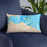 Custom Sandusky Ohio Map Throw Pillow in Watercolor on Blue Colored Chair