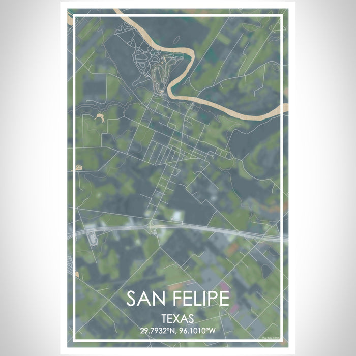 San Felipe Texas Map Print Portrait Orientation in Afternoon Style With Shaded Background