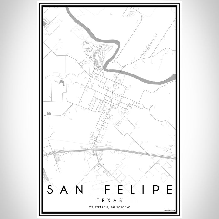 San Felipe Texas Map Print Portrait Orientation in Classic Style With Shaded Background