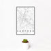 12x18 Sanford North Carolina Map Print Portrait Orientation in Classic Style With Small Cactus Plant in White Planter
