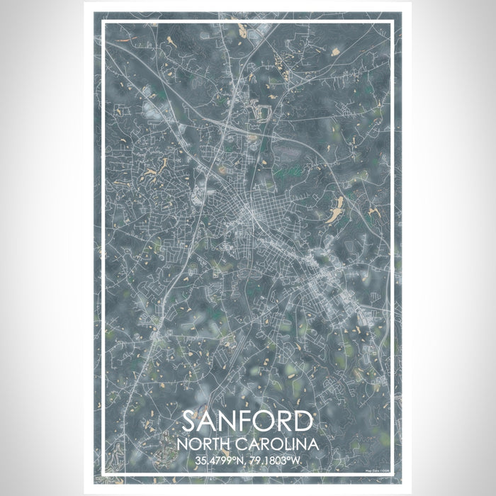 Sanford North Carolina Map Print Portrait Orientation in Afternoon Style With Shaded Background