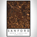 Sanford North Carolina Map Print Portrait Orientation in Ember Style With Shaded Background