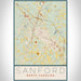 Sanford North Carolina Map Print Portrait Orientation in Woodblock Style With Shaded Background