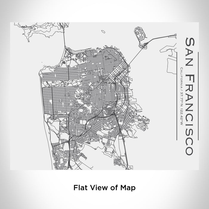 Rendered View of San Francisco California Map Engraving on 20oz Stainless Steel Insulated Bottle with Bamboo Top in White