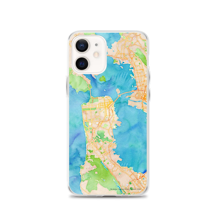 Custom San Francisco California Map iPhone 12 Phone Case in Watercolor