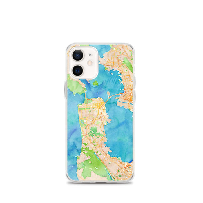 Custom San Francisco California Map iPhone 12 mini Phone Case in Watercolor