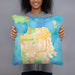 Person holding 18x18 Custom San Francisco California Map Throw Pillow in Watercolor