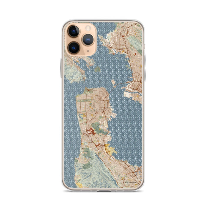 Custom San Francisco California Map Phone Case in Woodblock