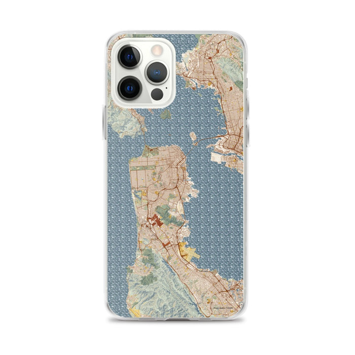 Custom San Francisco California Map iPhone 12 Pro Max Phone Case in Woodblock