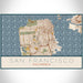 San Francisco California Map Print Landscape Orientation in Woodblock Style With Shaded Background