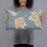 Person holding 20x12 Custom San Francisco California Map Throw Pillow in Woodblock