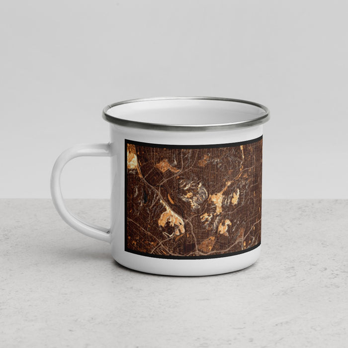 Left View Custom San Gabriel California Map Enamel Mug in Ember