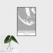 16x24 Sanibel Island Florida Map Print Portrait Orientation in Classic Style With Tropical Plant Leaves in Water