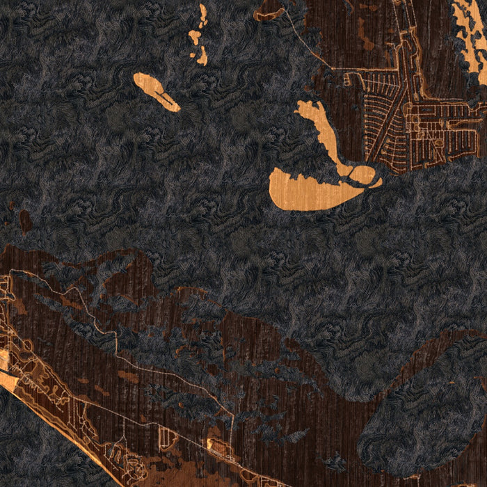 Sanibel Island Florida Map Print in Ember Style Zoomed In Close Up Showing Details