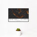 12x18 Sanibel Island Florida Map Print Landscape Orientation in Ember Style With Small Cactus Plant in White Planter