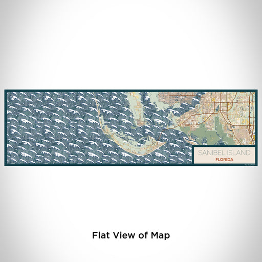Flat View of Map Custom Sanibel Island Florida Map Enamel Mug in Woodblock