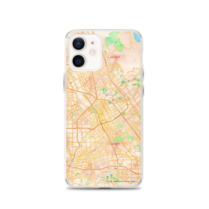Custom San Jose California Map iPhone 12 Phone Case in Watercolor