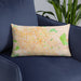 Custom San Jose California Map Throw Pillow in Watercolor on Blue Colored Chair