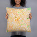 Person holding 18x18 Custom San Jose California Map Throw Pillow in Watercolor