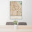24x36 San Jose California Map Print Portrait Orientation in Woodblock Style Behind 2 Chairs Table and Potted Plant