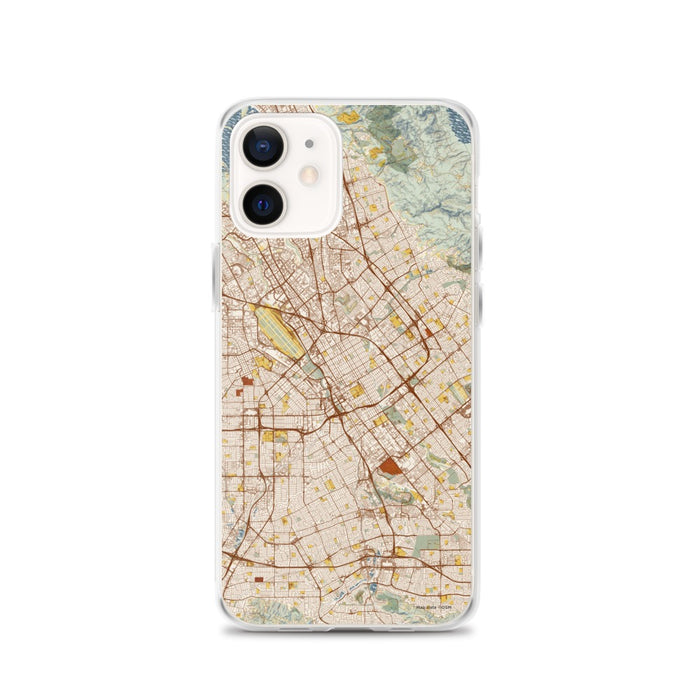 Custom San Jose California Map iPhone 12 Phone Case in Woodblock