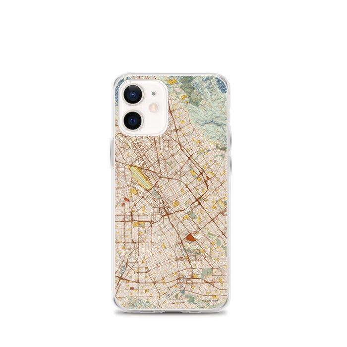 Custom San Jose California Map iPhone 12 mini Phone Case in Woodblock