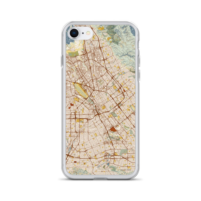 Custom San Jose California Map iPhone SE Phone Case in Woodblock