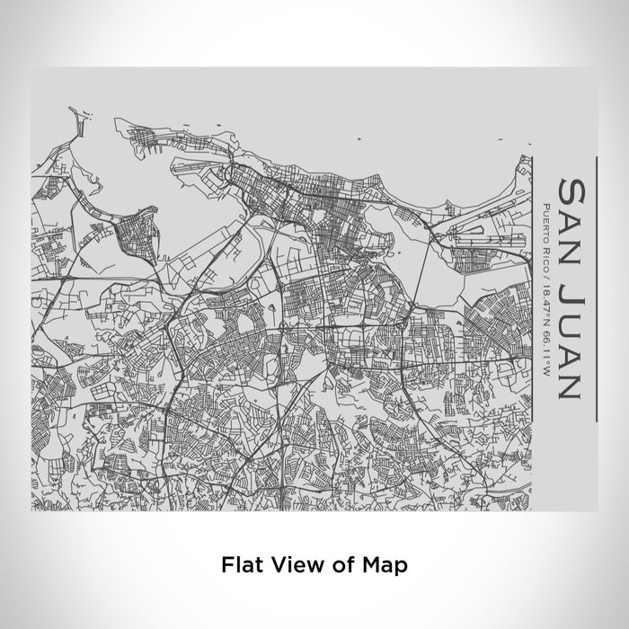 Rendered View of San Juan Puerto Rico Map Engraving on 20oz Stainless Steel Insulated Bottle with Bamboo Top