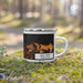 Right View Custom San Juan Puerto Rico Map Enamel Mug in Ember on Grass With Trees in Background