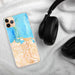 Custom San Juan Puerto Rico Map Phone Case in Watercolor on Table with Black Headphones