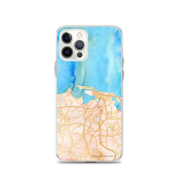 Custom San Juan Puerto Rico Map iPhone 12 Pro Phone Case in Watercolor