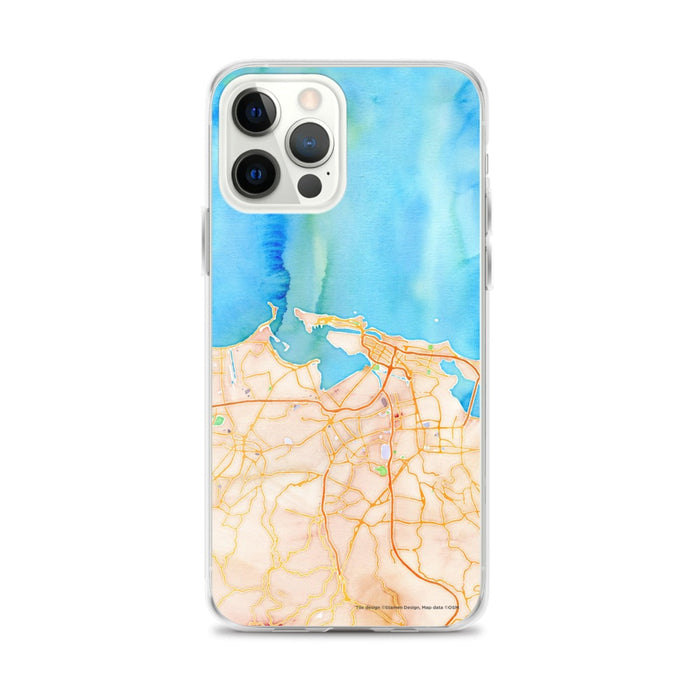 Custom San Juan Puerto Rico Map iPhone 12 Pro Max Phone Case in Watercolor