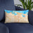 Custom San Juan Puerto Rico Map Throw Pillow in Watercolor on Blue Colored Chair