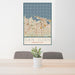 24x36 San Juan Puerto Rico Map Print Portrait Orientation in Woodblock Style Behind 2 Chairs Table and Potted Plant